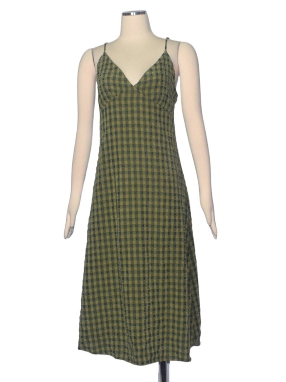 Lisa Says Gah Green Gingham Check Christy Slip Dress M